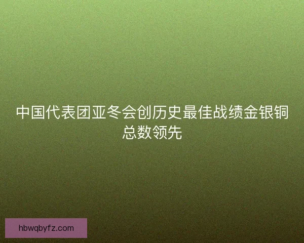 中国代表团亚冬会创历史最佳战绩金银铜总数领先